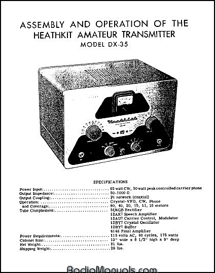 Heathkit DX-35 Assembly and Instruction Manual - Click Image to Close